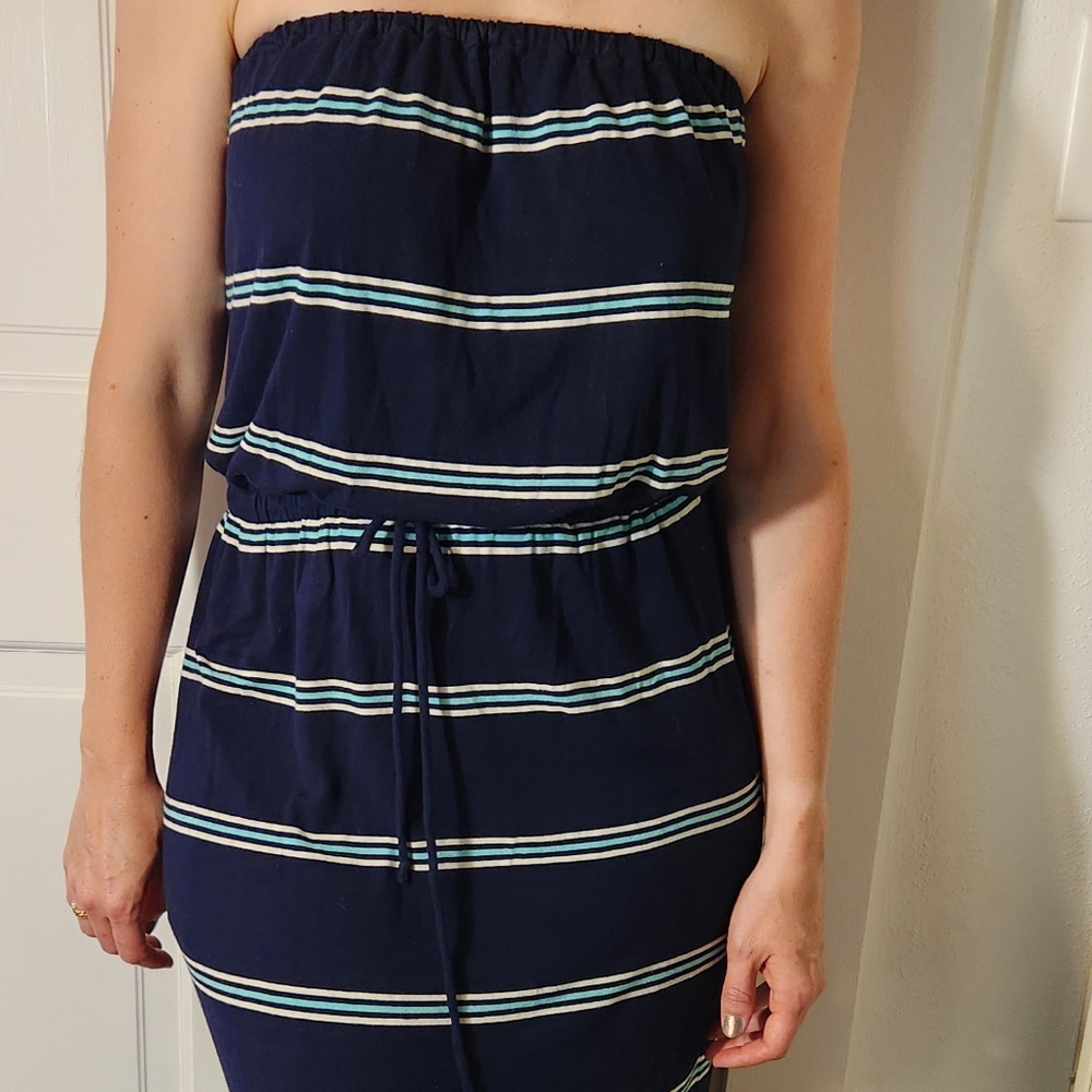 J Crew strapless blue jersey maxi dress - XS